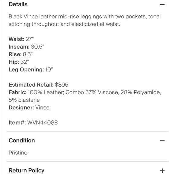 GIFTED Vince Leather Leggings - Picture 6 of 8